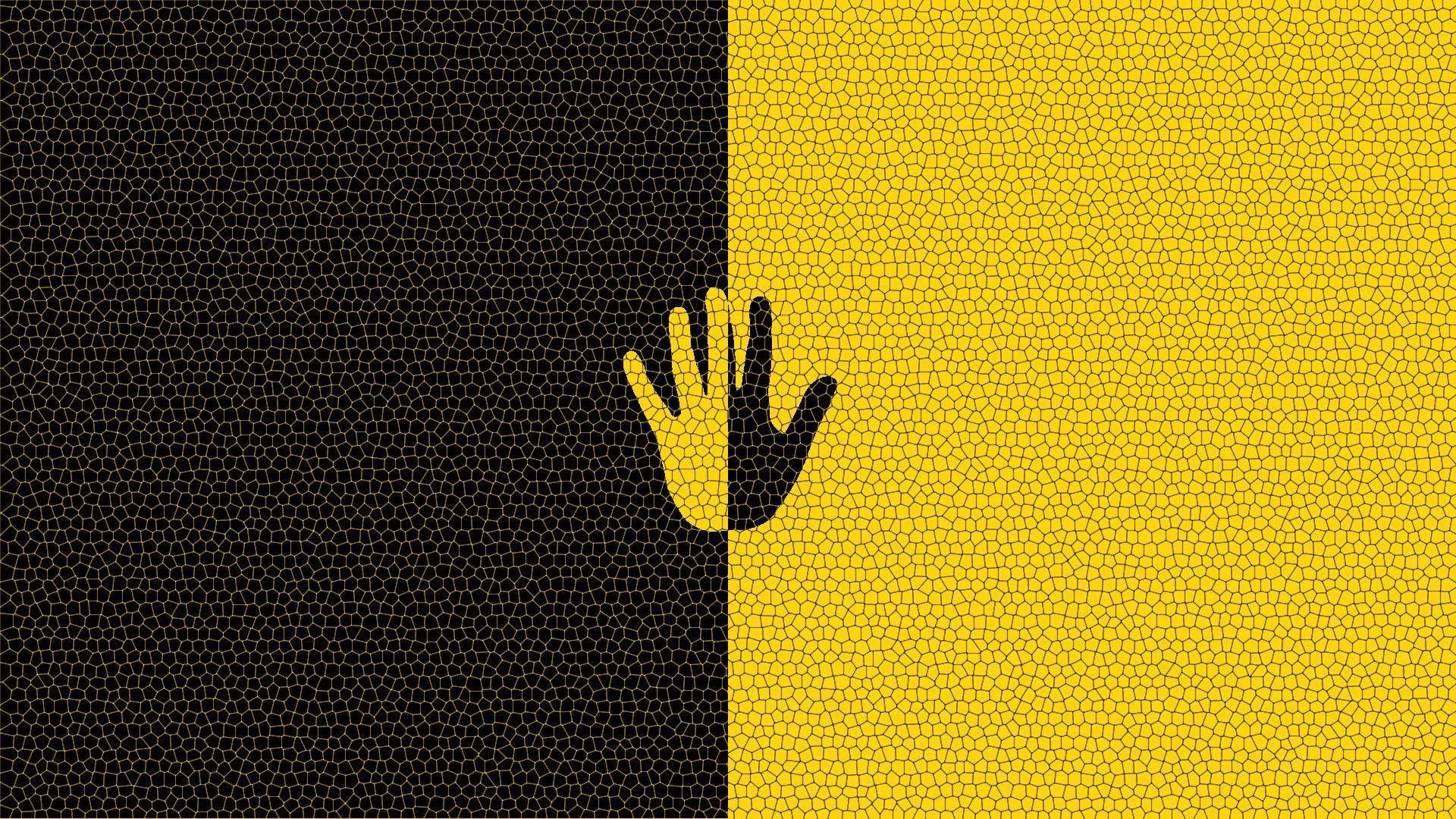 Black and Yellow Hand Logo - yellow, hands, textures, Black and Yellow :: Wallpapers