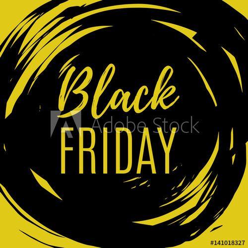 Black and Yellow Hand Logo - Black Friday sale banner. Black hand drawn brush splach circle frame