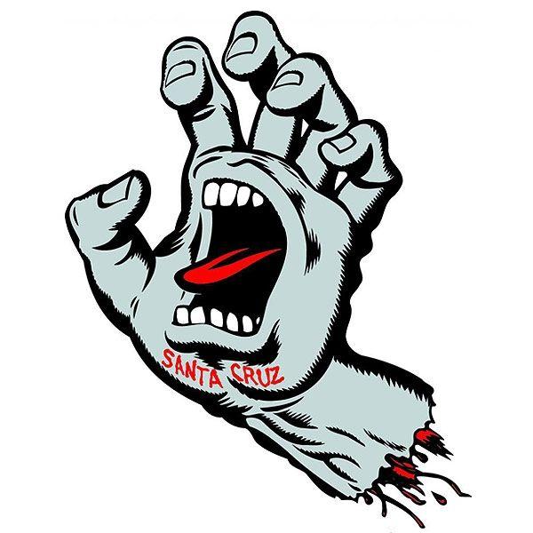 Santa Cruz Hand Logo - Santa Cruz Screaming Hand Sticker Silver 3 inch - Pacifc Wave Surf Shop