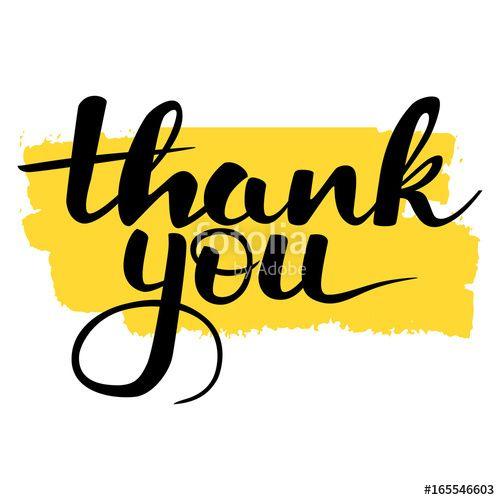 Black and Yellow Hand Logo - Hand written lettering Thank you. Black and yellow greeting ...