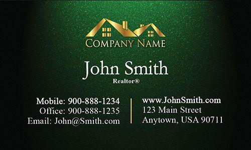 Green and Gold Logo - Realty Business Card with Gold Logo - Design #106311