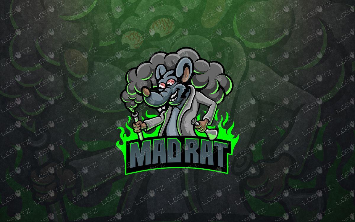 Rat Logo - Mad Rat Mascot Logo. Mad Rat Scientist Mascot Logo