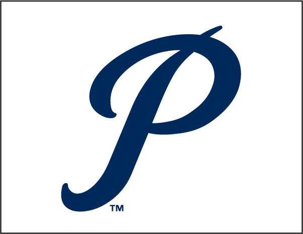 White P Logo - Portland Beavers Cap Logo (2008) - (Alt) Script P in blue on white ...