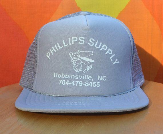 Phillips Supply Logo - 70s vintage foam trucker hat PHILLIPS supply north carolina gray ...