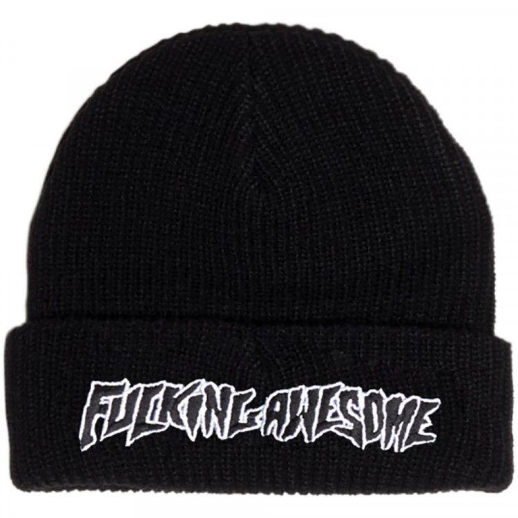 Cool Black and White Outline Logo - Fucking Awesome Outline Logo black beanie. Manchester's Premier