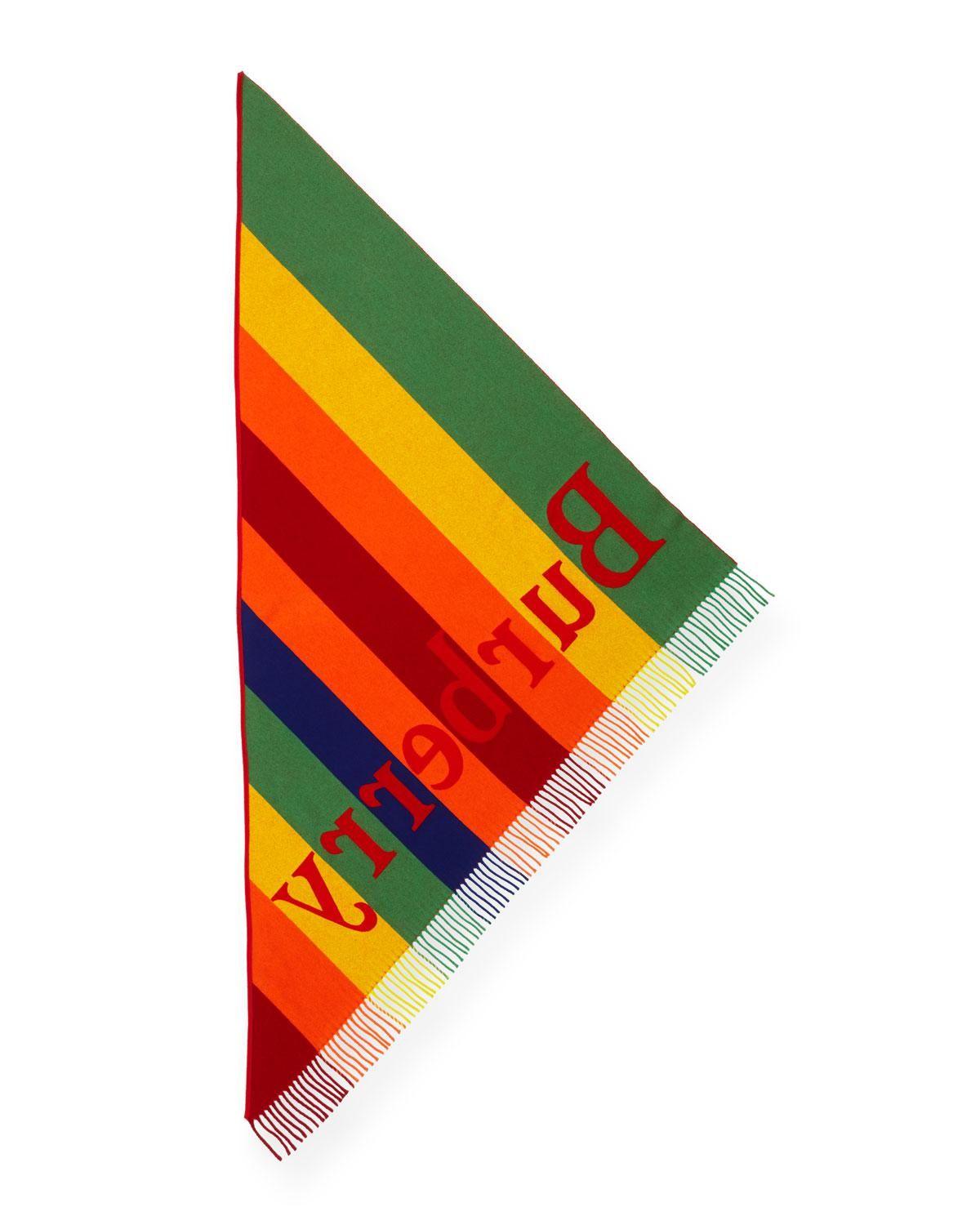 Red Rainbow Logo - Lyst - Burberry Rainbow Logo Scarf W/ Fringe Trim in Red