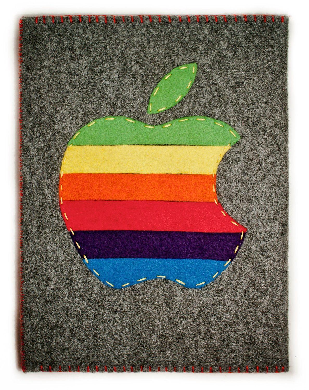 Red Rainbow Logo - Vintage Rainbow Apple iPad 1 2 3 Red And Grey Felt Case Retro Logo ...