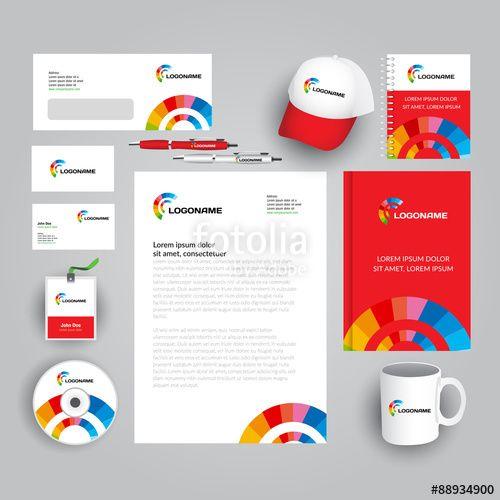 Red Rainbow Logo - Red and white corporate identity template with colorful logo ...
