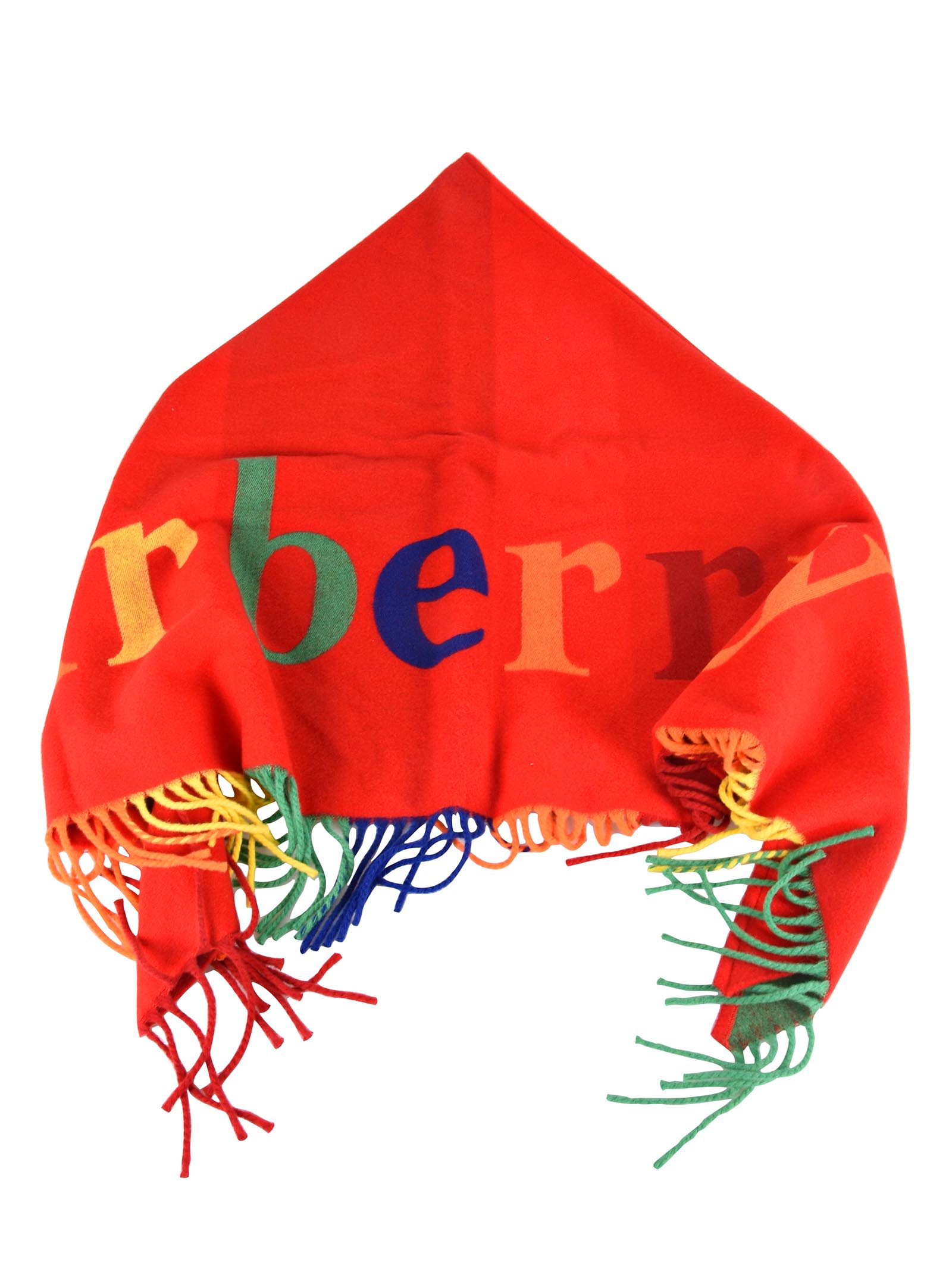 Red Rainbow Logo - Burberry Rainbow Logo Scarf In Bright Red
