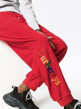 Red Rainbow Logo - Burberry Red rainbow logo detail tracksuit bottoms $280 AW18