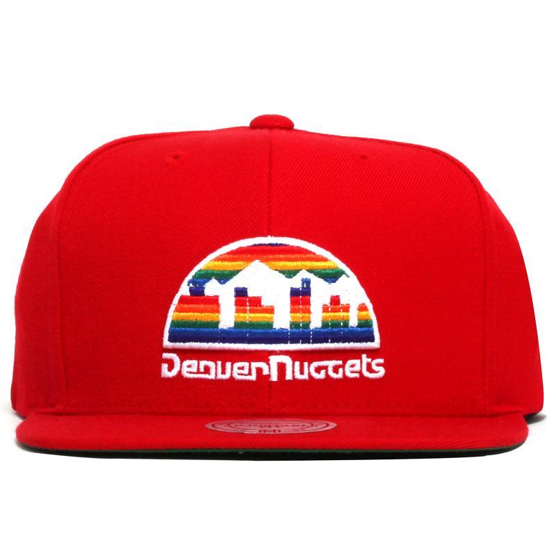 Red Rainbow Logo - Mitchell & Ness - Denver Nuggets Rainbow Logo Wool Solid Snapback ...