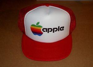Red Rainbow Logo - Apple Computer Rainbow Apple Logo Hat (Black Letters)