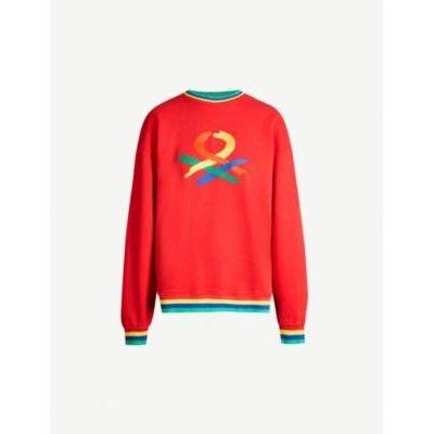 Red Rainbow Logo - BENETTON Rainbow Logo Embroidered Cotton Jersey Sweatshirt