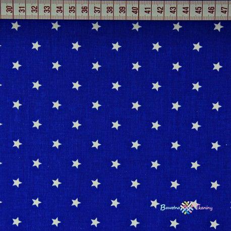 White Star Blue Background Logo - Cotton small white stars on sapphire background