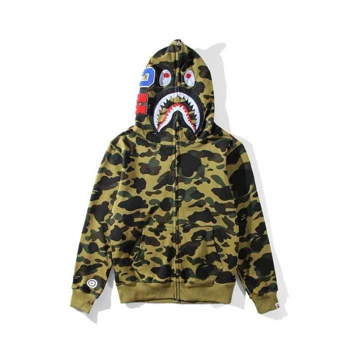 Colorful BAPE Logo - Bepa Colorful Shark Head Army Green Camo Hoodie, Best T