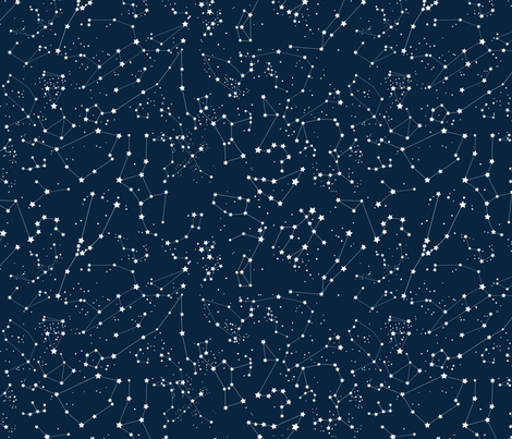 White Star Blue Background Logo - Constellations stars blue background fabric