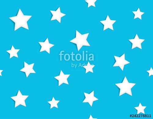White Star Blue Background Logo - Abstract confetti seamless pattern with white stars scattered