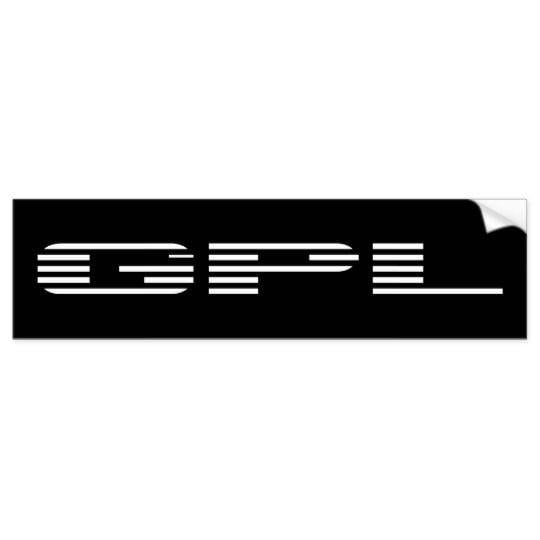 GPL Logo - GPL Logo Bumper Sticker | Zazzle.com