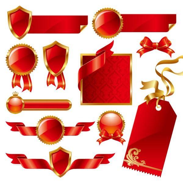 Red Banner Logo - Beautifully ornate red ribbon tag