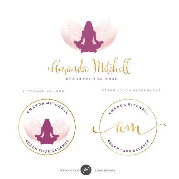 Lotus Yoga Logo - Yoga logo teach Lotus brand kit Yoga Pose Studio Logo | Etsy