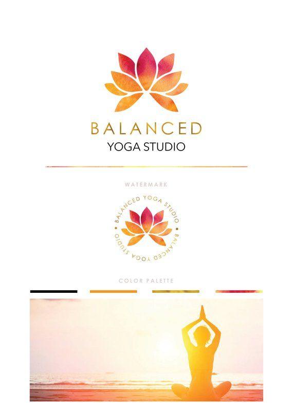 Lotus Yoga Logo - Yoga Logo Kit Yoga Branding Logo Lotus Yoga Submark New Age | Etsy