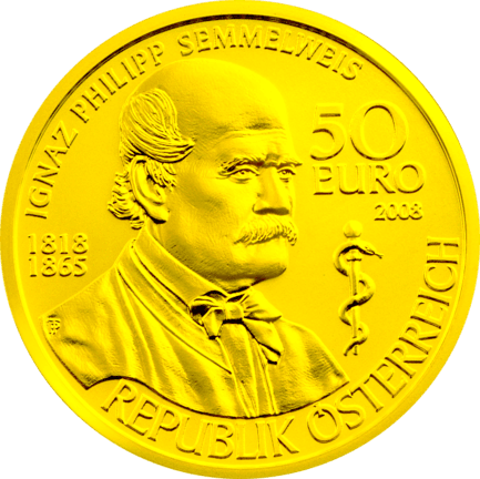 Gold Coin Logo - Ignaz Philipp Semmelweis 50 Euro Gold Coin