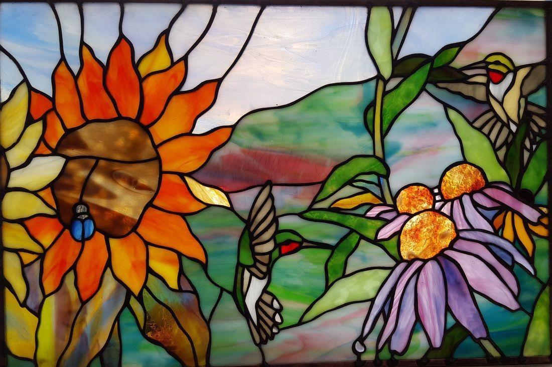 Stained Glass Flower Logo - Stained Glass Windows - Spectrum Stained Glass Studio
