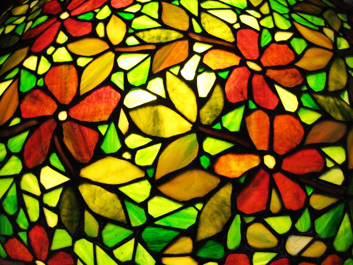 Stained Glass Flower Logo - Window film, stained glass, flowers, green, yellow, red