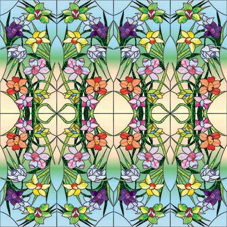 Stained Glass Flower Logo - SXEG 4848 Stained Glass Flowers: Decorative Films, LLC