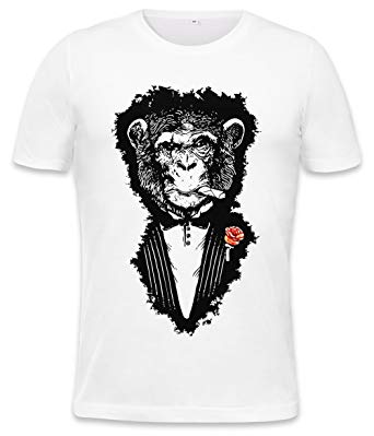 Red and Black Monkey Logo - Black Monkey With A Cigar And Red Rose Mens T Shirt XX Large: Amazon