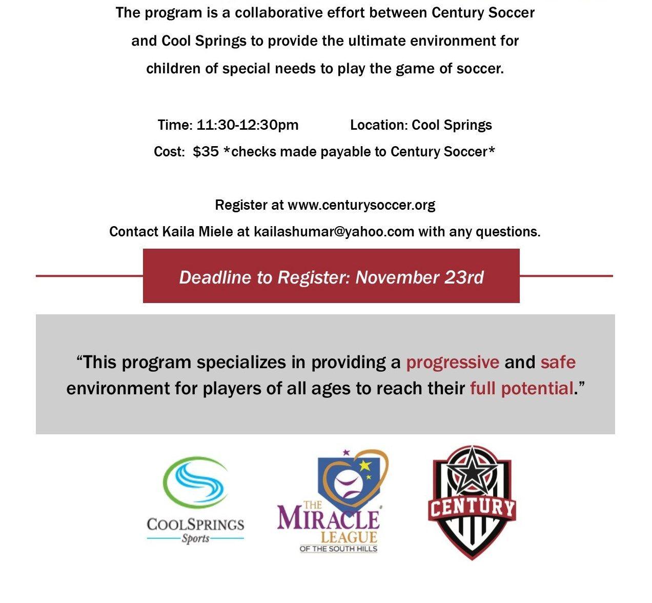 Century Soccer Logo - UPBEATS PROGRAM is back for 2018-2019 Winter Sessions | Century FC