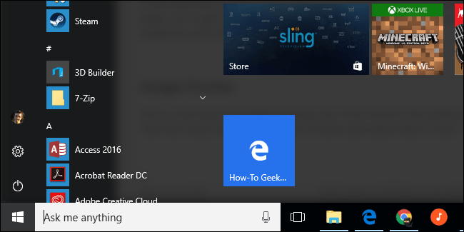 3D Microsoft Edge Logo - How to Add Website Links to the Windows 10 Start Menu