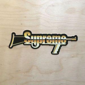 Gold Box Logo - Supreme gold gun rifle NRA vinyl sticker skateboard decal bumper box ...