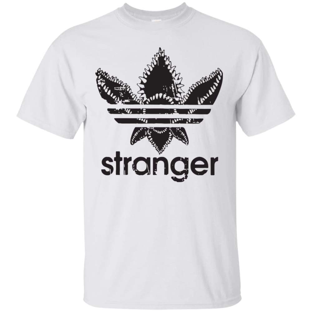 White Small Adidas Logo - Stranger Things T Shirt