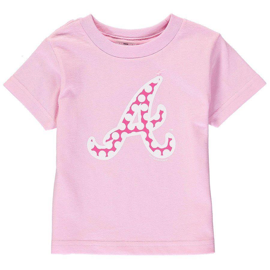 Pink Dot Logo - Toddler Girls Atlanta Braves Soft As A Grape Pink Polka Dot Logo T Shirt