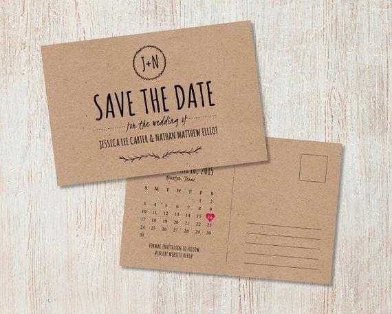 Rustic Wedding L Logo - Rustic Wedding Save the Date, Kraft Save the Date, Rustic Save the ...