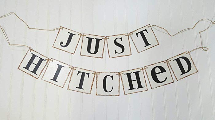 Rustic Wedding L Logo - Just Hitched 2 Piece Garland 4 x 4 Rustic Wedding Banner