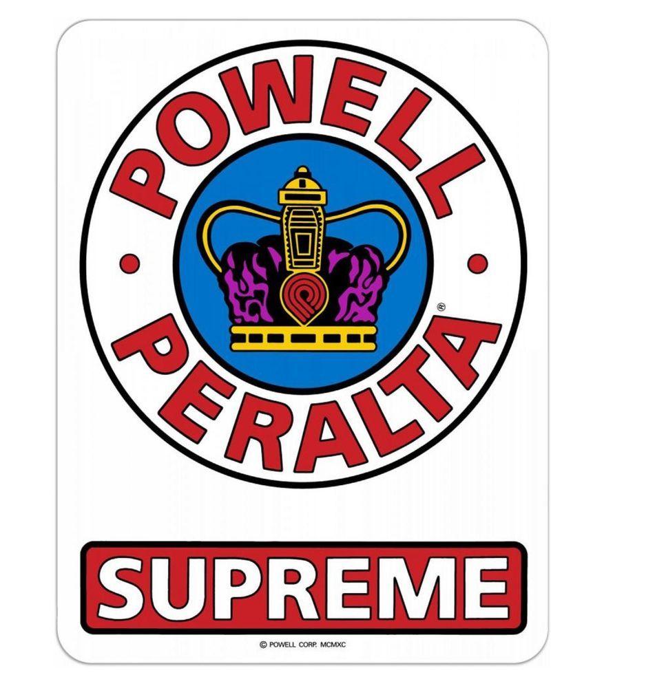 Bones Skateboard Logo - POWELL PERALTA Supreme OG Skateboard Sticker RED 9cm x 7cm Bones