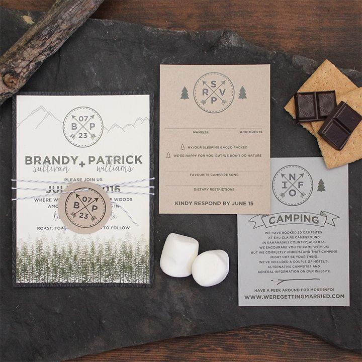 Rustic Wedding L Logo - Rustic Mountain Camping Wedding Invitation Suite