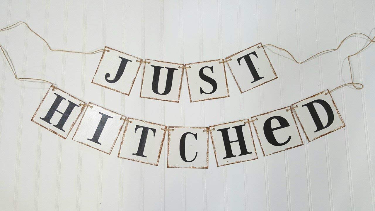 Rustic Wedding L Logo - Just Hitched 2 Piece Garland 4 x 4 Rustic Wedding Banner