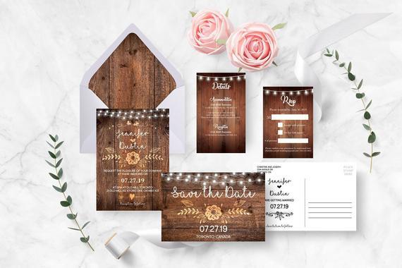 Rustic Wedding L Logo - Printed Rustic Wedding Invitation 25 Pack Rustic wedding