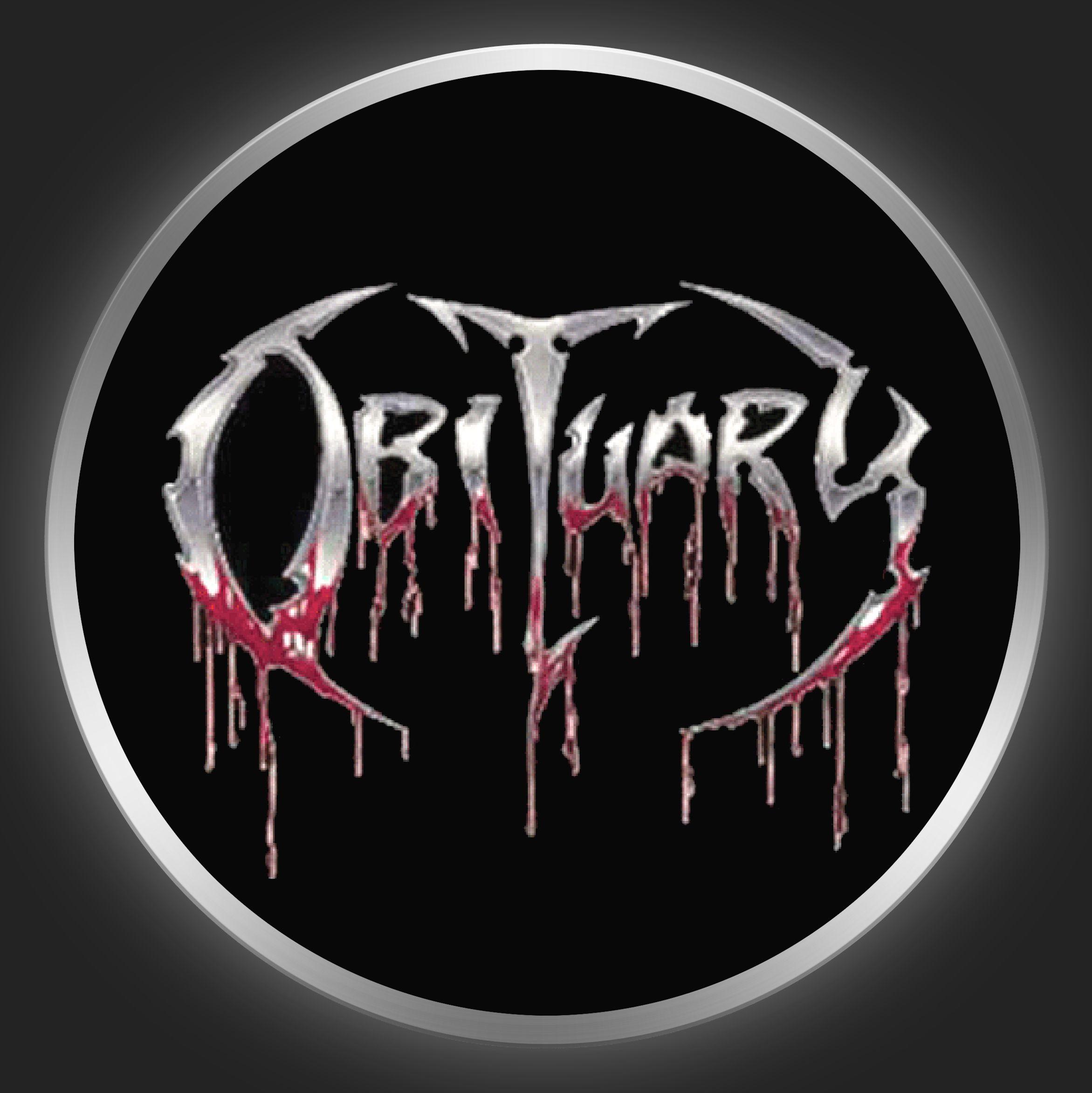 Obituary Logo - OBITUARY Logo On Black Button