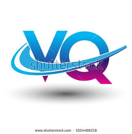 Blue Swoosh Logo - initial letter VQ logotype company name colored blue and magenta ...