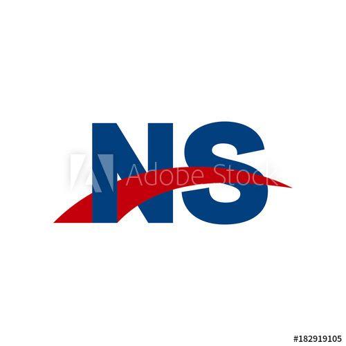 Blue Swoosh Logo - Initial letter NS, overlapping movement swoosh logo, red blue color ...
