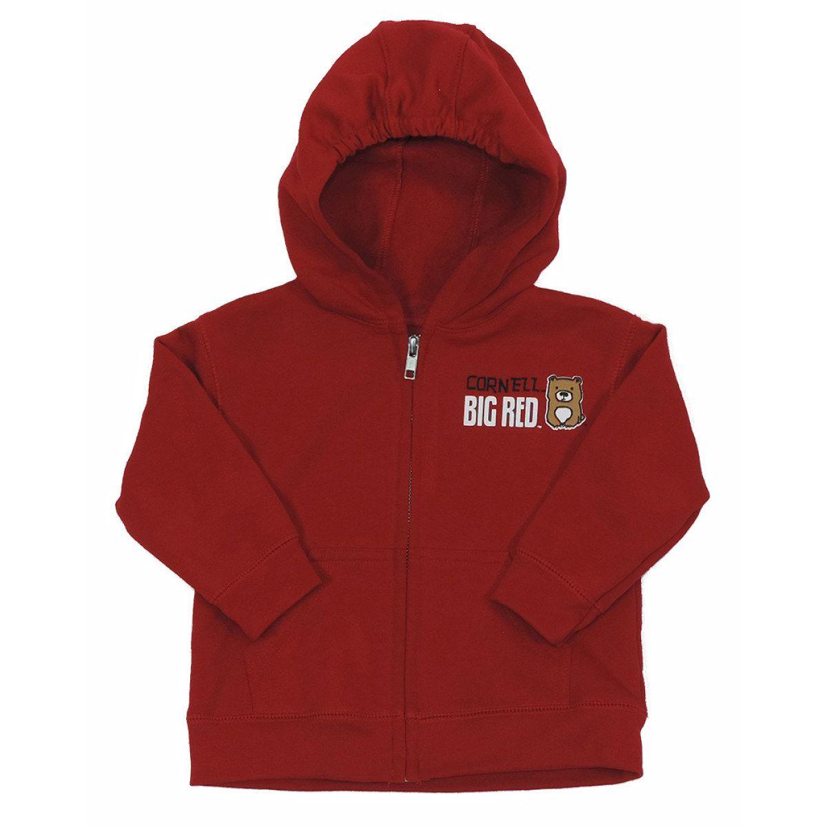 Cornell Big Red Bear Logo - Toddler Hood - Zippered Red Bear
