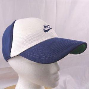 Blue Swoosh Logo - Nike Blue White Fitted Hat Cap NikeFit Embroidered Swoosh Logo Navy