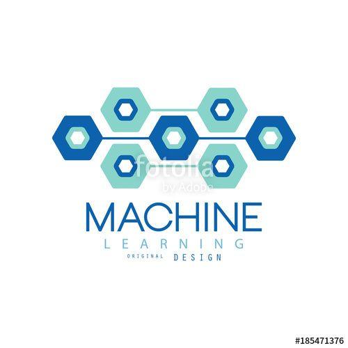 Machine Learning Logo - Flat machine learning logo design. Computer science and technology