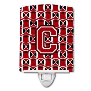 Red Black and White C Logo - Letter C Football Red, Black and White Ceramic Night Light ...