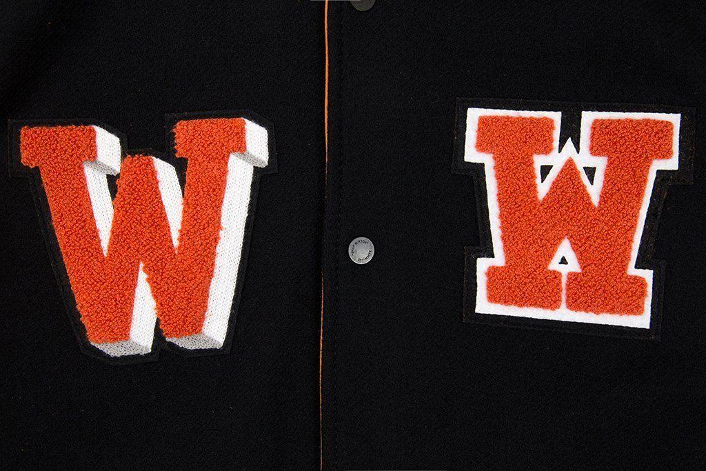 Red Black and White C Logo - Off White C O Virgil Abloh Eagle Temperature Varsity Jacket W