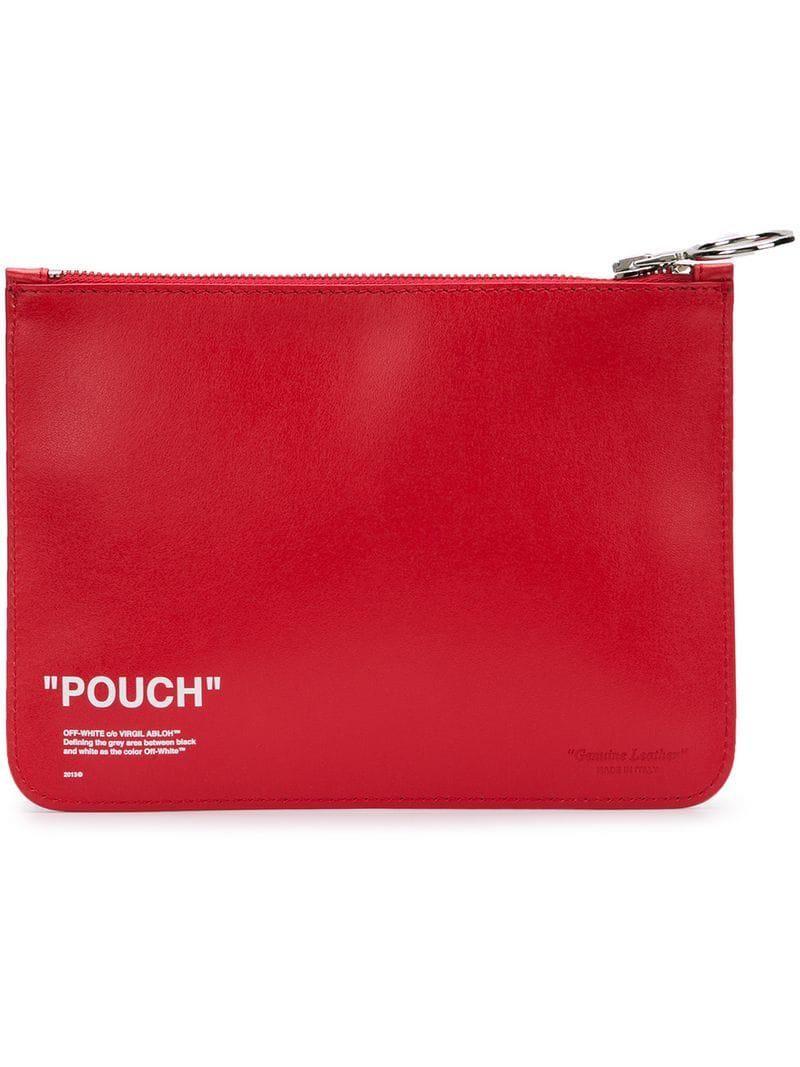 Red Black and White C Logo - Off White C O Virgil Abloh Quote Pouch In Red For Men